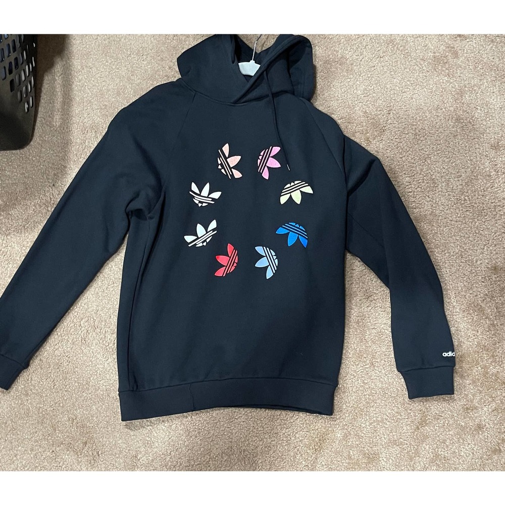 Adidas Originals Rainbow Logo Pattern Hoodie Jacket Small Unisex
